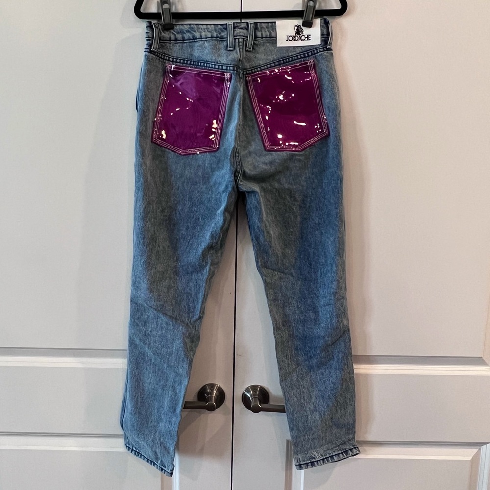Jordache PVC Pink Pocket High Rise Vintage Crop Jeans Women’s Size 29